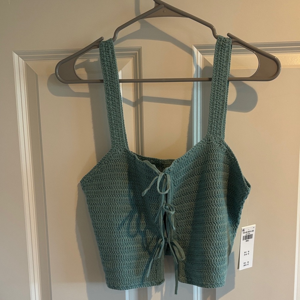 Abercrombie and Fitch Teal Crochet Women Top
